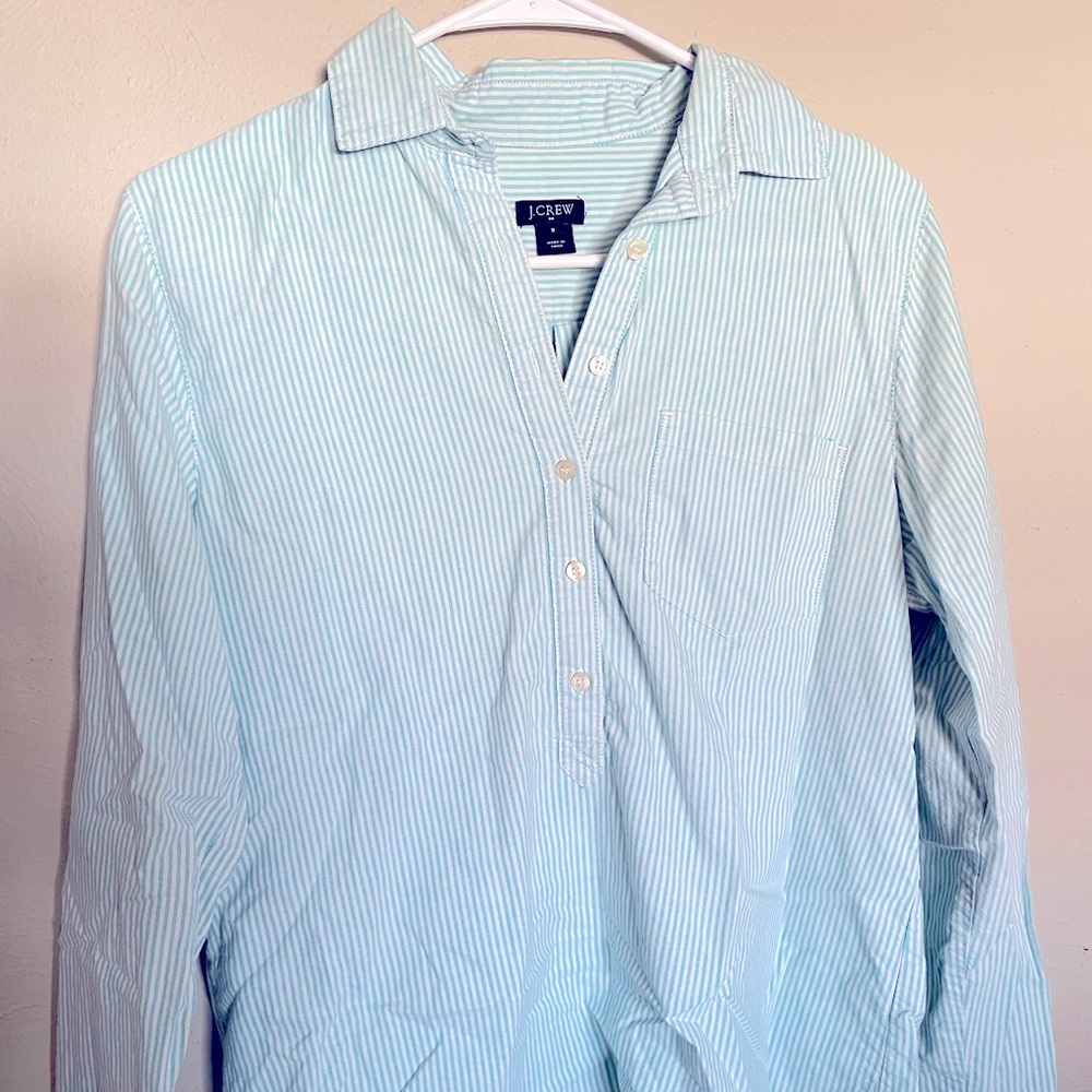 J crew blue stripe button up s